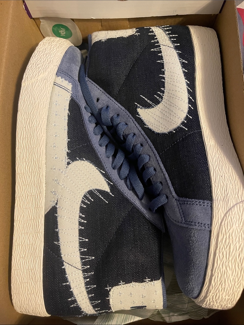 Nike Low-Top Blazer Mid Sneakers in Navy & White